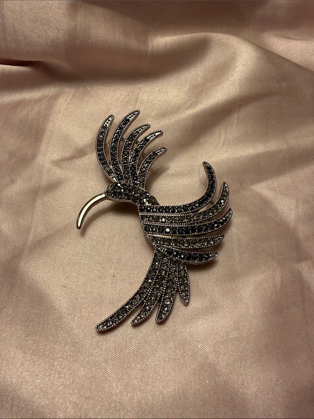 Sparkling Black Crystal Bird Brooch - Women Accessories